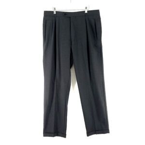 Hugo Boss Lopez‎ Wool Gray Pleated Cuffed High Rise Dress Pants 37/33 Tagged 38R